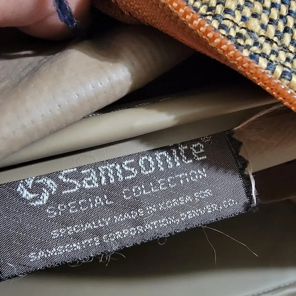 Samsonite Vintage Travel Bag Luggage Corduroy Leather Made in Korea Brown Tan